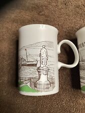 SET 5 DUNOON MUGS SCOTLAND FISHING PIER BOATS BROWN AND WHITE picture
