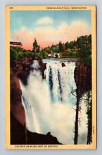 Seattle WA-Washington, Snoqualmie Falls, Antique, Vintage c1946 Postcard picture