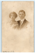 Vintage Antique Postcard RPPC, Dashing Young Couple, 1913, See Back* picture