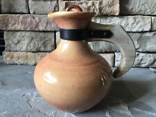 Vintage Pottery Pitcher With Handle And Lid 1930s Rustic Jug Beautiful Color picture