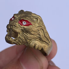 EXTREMELY RARE ANCIENT BRONZE ANTIQUE ROMAN RING LION HEAD ARTIFACT AMAZING picture