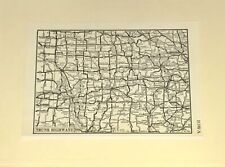 Antique 1933 IOWA Auto Highway Map, Very Detailed, Near Mint Condition picture