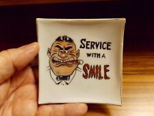 VINTAGE MCM HUMOROUS ANGRY BOSS SMOKING A CIGAR ASHTRAY picture