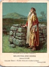 Vintage 1909 Bible Card Olivet Picture Cards  Believing and Doing James 2: 14-26 picture
