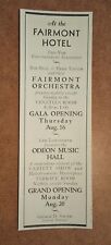 Vintage SF Travel - Fairmont Hotel - Grand Opening - Odeon Music Hall - 1934 AD picture