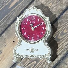 Vintage Footed Elgin Desk Alarm Clock, Red Face Gold Accents, 85442 Japan Works picture