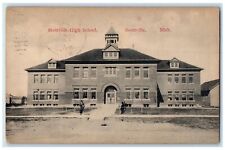1916 Exterior View Scottville High School Building Scottville Michigan Postcard picture