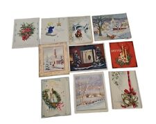 Lot of 10 Vintage 1940s Christmas Cards Ephemera Scrapbooking Horse Carriage picture