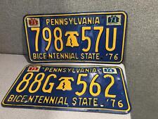 Set of 2 Vintage 1974-75 Bicentennial Pennsylvania License Plate-T picture