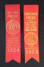 2 Vintage  Dog Show AKC Red Ribbons  1922 & 1924 Second Place picture