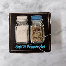 Vintage Ball Mini Miniature Mason Jar Salt & Pepper Shakers Set Original Box New picture