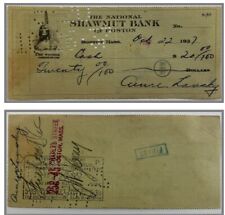 MOBSTER MEYER LANSKY WIFE ANNE LANSKY SIGNED BANK CHECK OCTOBER 22, 1937 MAFIA picture