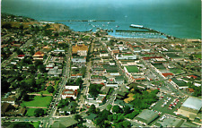 Monterrey California CA Aerial View Downtown and Bay Postcard picture