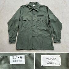 NOS 1970 Vtg US Army 16.5 X 34 OG-107 Sateen Cotton Utility Shirt 70s Deadstock picture