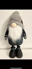 Gnome Large 18” Tall Standing With Gray Hat Green-black Color Plaid Shirt New picture