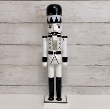 NWT 2021 Holiday Time Black & White Stylized Wooden Nutcracker picture