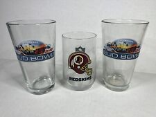 3 Vintage Beer Glass Washinghton Redskins Budweiser Bud Bowl picture