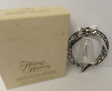 1987 Hallmark Ornament Holiday Heirloom Lead Crystal Bell Silver Plated Wreath  picture