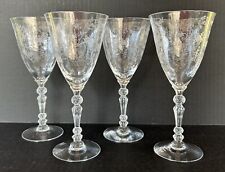 Vintage Fostoria Glass Chintz Etched Water Goblets 7 5/8” Set of 4 picture