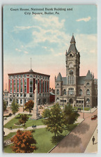 Postcard Court House, National Bank Bldg. and City Square in Butler, PA picture