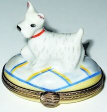 LIMOGES FRANCE BOX ~ WEST HIGHLAND TERRIER ~ DOG ~ PUPPY ~ WESTIE ~ LE 260/300 picture