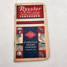 Vintage 1955 Royster Fertilizer Notebook Farm Measure Table Logging Notes  picture