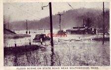 FLOOD SCENE ON STATE ROAD NEAR SOUTHBRIDGE, MA Great Flood of 1936 vintage autos picture