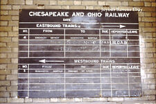 35MM Found Photo Slide Kodachrome Chesapeake Ohio Railway Schedule Board picture