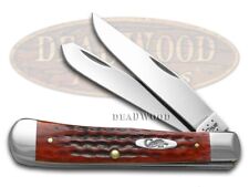 Case xx Trapper Knife Pocket Worn Jigged Old Red Bone Handle Stainless 00783 picture