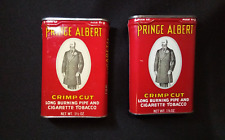 2 Vintage Prince Albert Crimp Cut Cigarette & Pipe Tobacco Tin Metal Cans picture