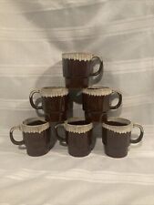 Set Of 6 Vintage Brown Glaze Drip Cups~Japan picture