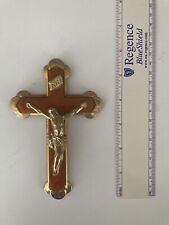 Vintage Crucifix Brass & Bakelite Catholic Cross 1930-40's picture