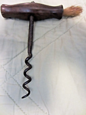 RARE ANTIQUE CORKSCREW  CLEANING BRUSH HAND TURNED HANDLE C . 1890 picture