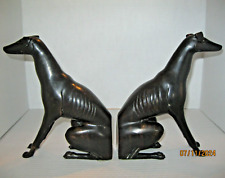 Vintage Greyhound Solid Bronze Whippet Statues Bookends picture