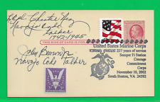 Chester Nez & John Brown ORIGINAL Navajo Code Talkers Signed US Marines Postcard picture