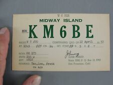 INTERNATIONAL AMATEUR HAM CB RADIO QSL QSO CONTACT Q CARD MIDWAY ISLAND 1952 VTG picture