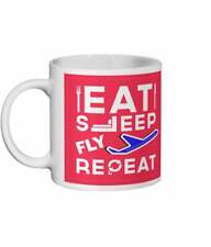 Eat, Sleep, Fly, Repeat Aviation Gift Tea / Coffee Mug | Pilot, Aerospace picture