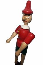 Vintage Wooden Pinocchio Jointed Toy Ornament Wood Made in Italy 8 in  picture