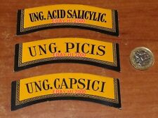 XXXXX RARE ANTIQUE 3  ORIGINAL   APOTHECARY  OINTMENT LABELS  -ONE OFF 150 YEARS picture