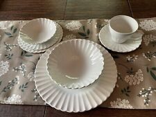 Vintage J&G Meakin England Classic Scalloped White Ironstone 4 Settings/28 Piece picture