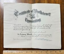 Antique 1924 certificate Typewriting Proficiency Viola Carpenter Janesville WI picture