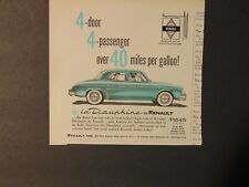 1958 La Dauphine By RENAULT Automobile vintage art print ad picture