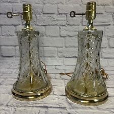 PAIR OF MID CENTURY ART MODERN PRESSED GLASS LAMPS picture