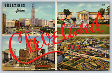 Cleveland OH-Ohio, Greetings From Cleveland, 4 Views, Vintage Antique Postcard picture