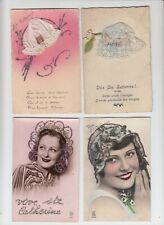 SAINT CATHERINE NAME DAY ST. CATHERINE Glamour 44 Vintage Postcards (L6124) picture