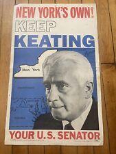 Vintage Ken Keating Political Campaign Poster Republican Senator, NY 1964 14x22 picture