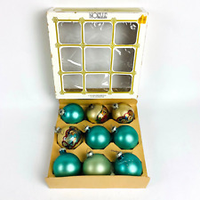 Vintage Noelle Christmas Glass Ornaments Set of 9 2 5/8