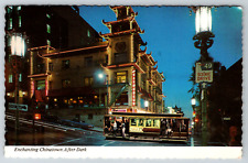 c1960s Chinatown After Dark San Francisco Night View Vintage Postcard picture