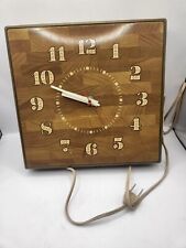 VTG Mid Century General Electric Model 2175  Kitchen Wall Clock USA Brown Green picture