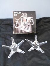 2 Vintage Daum crystal France pair star slim taper candle holders 4